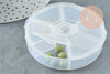 Boite rangement perles en plastique ronde 6 compartiments 7.8cm, x1 (G7213)
