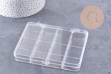 Boite rangement perles en plastique transparent rectangulaire 12 cases 13cm, x1 (G10257)