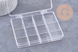 Boite rangement perles en plastique transparent rectangulaire 12 cases 13cm, x1 (G10257)