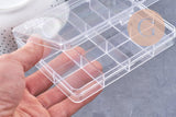 Boite rangement perles en plastique transparent rectangulaire 12 cases 13cm, x1 (G10257)