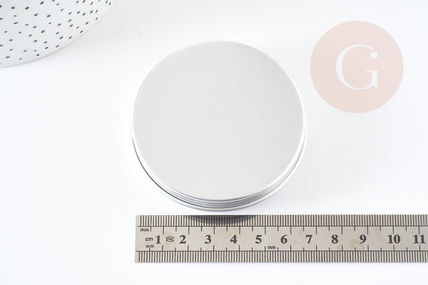 Boite rangement perles métal aluminium ronde 7.15cm, x1 (G2345)
