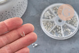 Cajas de 120 colgantes y fornituras de acero inoxidable 304 plateado, x1 (G11238)