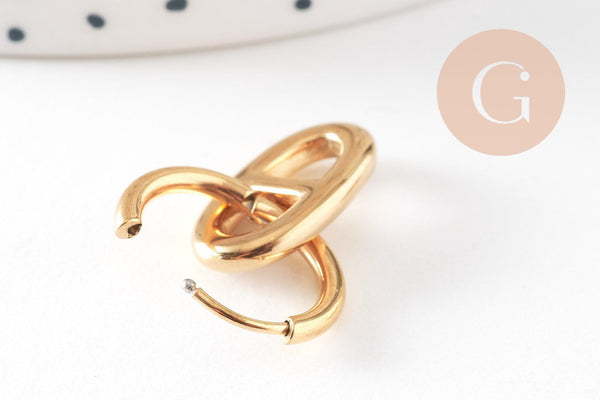 Boucle créole interchangeable acier 304 inoxydable doré maillon marin 25.5mm, la paire (G4849)