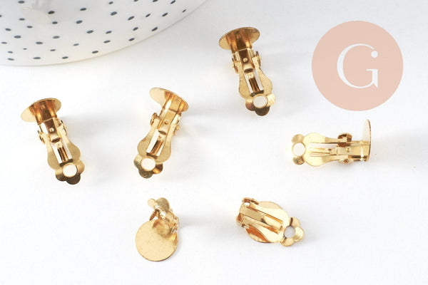 Boucles Clip oreilles non percées laiton brut 16mm, x10 (G1520)