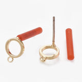 Boucles cercle avec anneau doré laiton 18k tige argent 935 14mm, la paire (G1893)