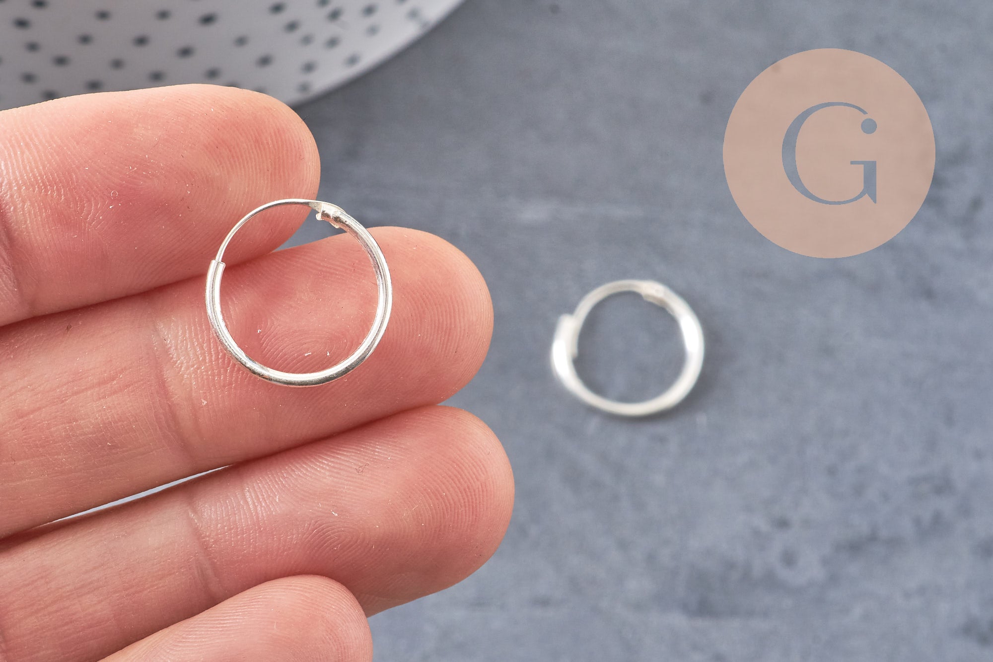 Boucles créoles fine argent 925 massif 16mm, x2 (G4685)