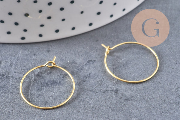 Boucles créoles laiton brut 20mm, x10 (G3730)