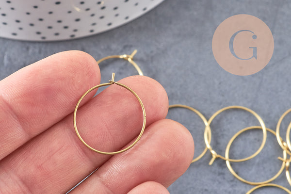 Boucles créoles laiton brut 20mm, x10 (G3730)