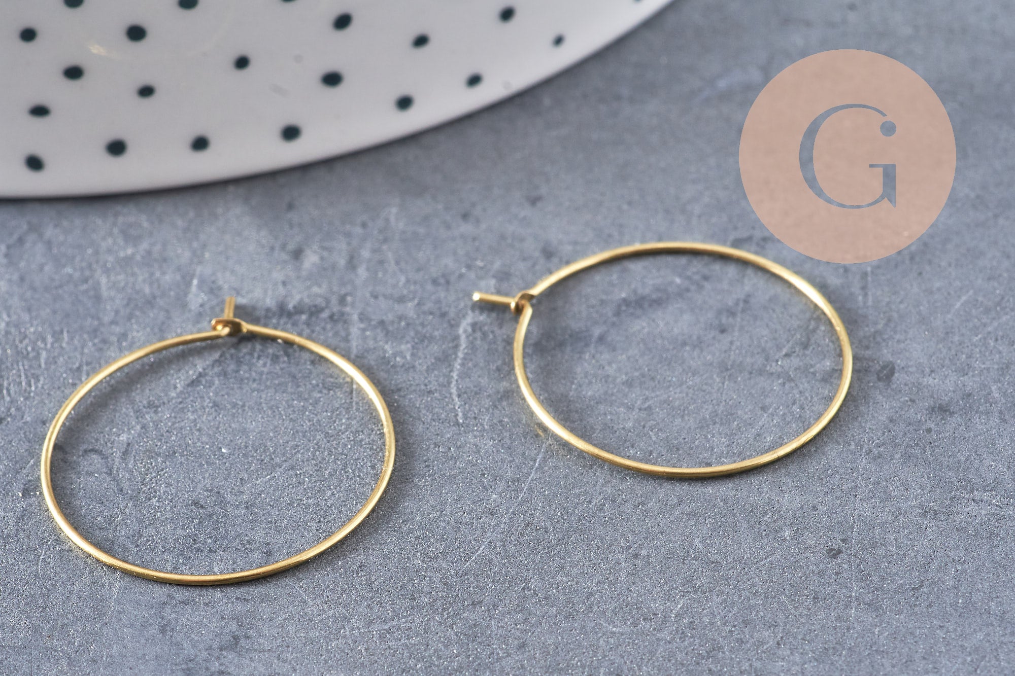 Boucles créoles laiton brut 25mm, x10 (G1906)