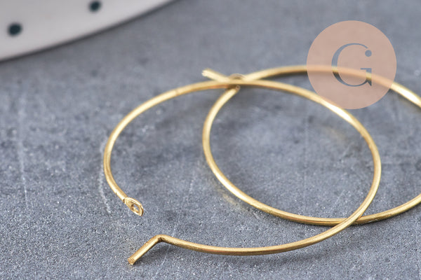 Boucles créoles laiton brut 25mm, x10 (G1906)