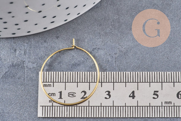 Boucles créoles laiton brut 25mm, x10 (G1906)