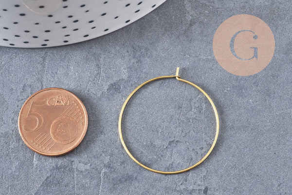 Boucles créoles laiton brut 30mm, x 10/20/50/100 (G1603)