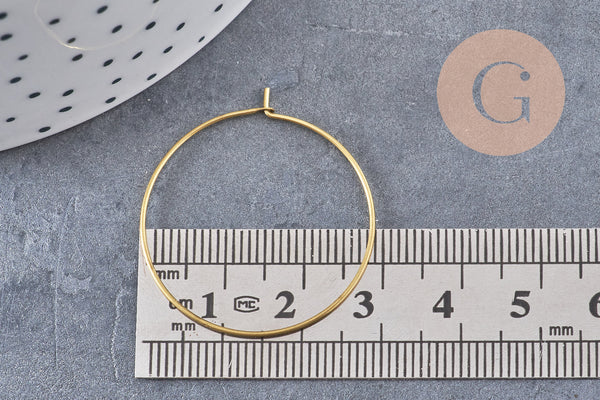 Boucles créoles laiton brut 30mm, x 10/20/50/100 (G1603)