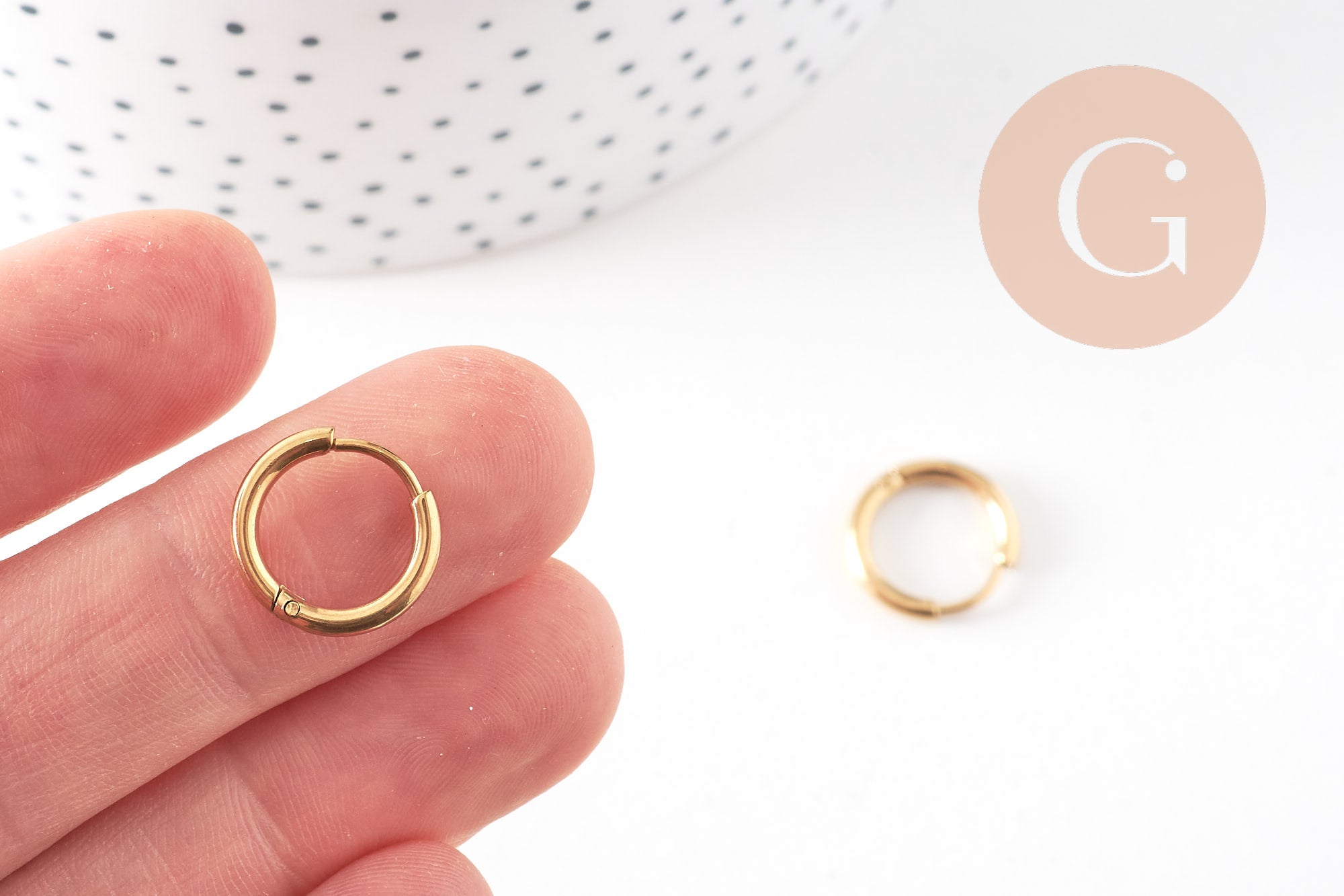 Boucles créoles minimalistes acier 304 inoxydable doré IP 18K 14mm, la paire (G3467)