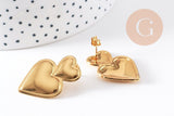 Boucles d'oreille coeur acier 304 inoxydable doré IP 18K 31mm, la paire (G10280)