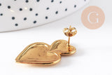 Boucles d'oreille coeur acier 304 inoxydable doré IP 18K 31mm, la paire (G10280)