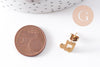 Boucles d'oreille puce pin's note de musique acier 304 inoxydable doré 9mm, la paire (G10253)