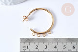 Boucles d'oreilles Anneau demi-créole puce acier 304 inoxydable doré 33.5mm doré, la paire (G4089)