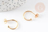 Boucles d'oreilles Anneau demi-créole puce doré 18k tige argent 925 20mm, x2 (G3583)