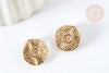 Boucles d'oreilles à clip acier 304 inoxydable doré cabochon rond 16mm, la paire (G7908)