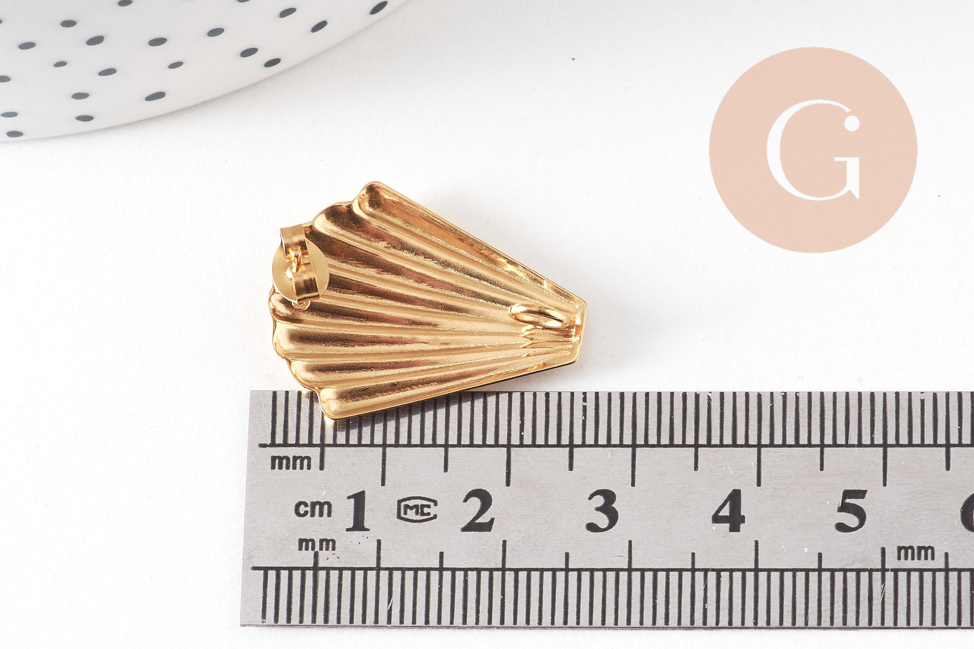 Boucles d'oreilles coquillage acier inoxydable 304 doré 26mm, la paire, (G10756)