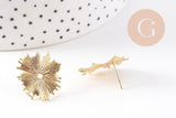 Boucles d'oreilles puce rayons de soleil texturé laiton doré 18K 22mm, la paire (G10476)