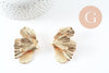 Boucles fleur Gingko XXL zamac doré, la paire (G9652)