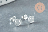 Boucles puce feuille de Gingko chat noeud fine argent massif 925 7mm, x1 paire (G9250)