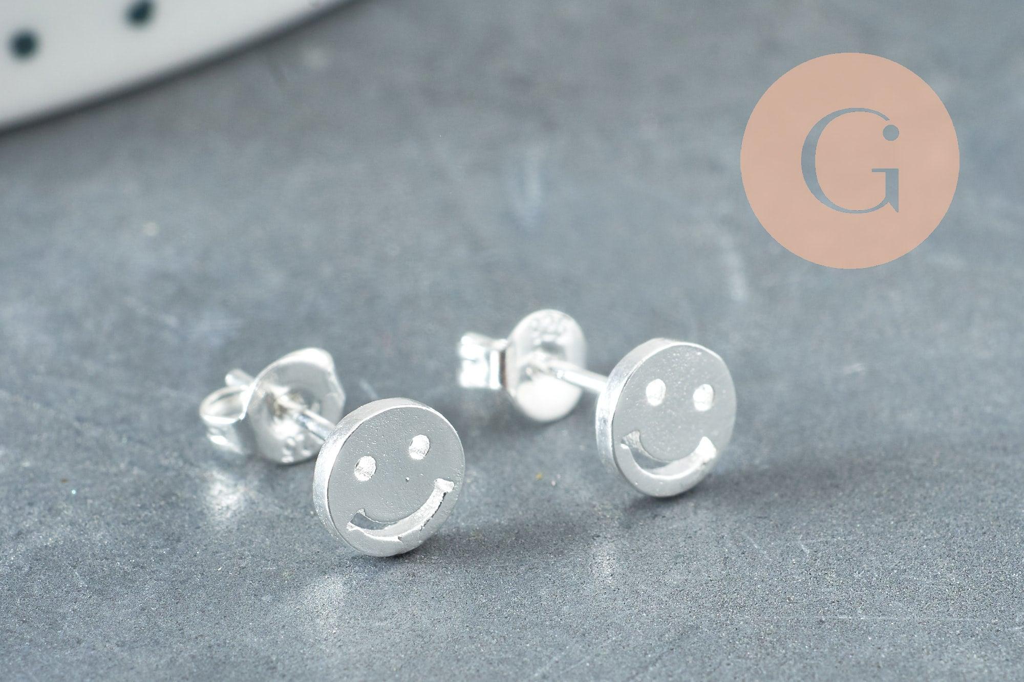 Boucles puce feuille de Gingko chat noeud fine argent massif 925 7mm, x1 paire (G9250)