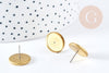 Boucles puce support Cabochon laiton brut 15mm,x2 (G8951)
