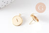 Boucles puce support cabochon rond 12mm avec anneau acier 304 inoxydable doré, x2 (G10510)
