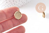 Boucles puce support cabochon rond 12mm avec anneau acier 304 inoxydable doré, x2 (G10510)
