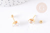 Boucles puce zircon goutte acier 304 inoxydable doré 14mm, x2 (G4523)