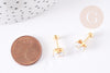 Boucles puce zircon goutte acier 304 inoxydable doré 14mm, x2 (G4523)