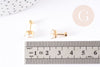 Boucles puce zircon goutte acier 304 inoxydable doré 14mm, x2 (G4523)