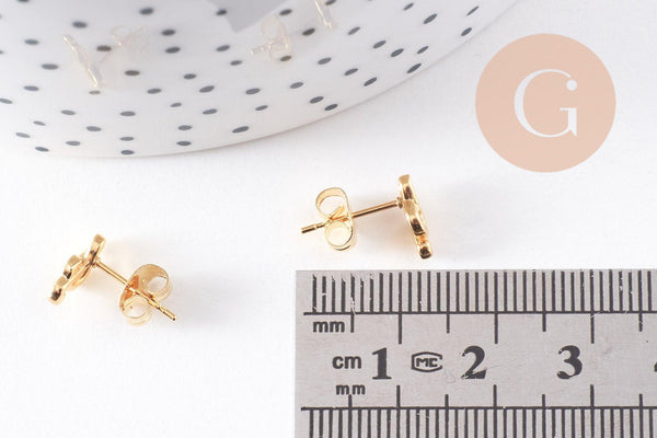 Boucles puces acier 316 inoxydable doré clef de sol 9mm, la paire (G10237)