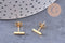 Boucles puces rectangle acier 304 inoxydable doré IP 6mm, la paire (G0212)
