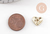 Boucles puces zamac doré coeur émail blanc à personnaliser 11.5mm, la paire (G9900)