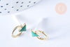 Boucles puces zamac doré triangle émail vert 13.5mm, la paire (G5336)
