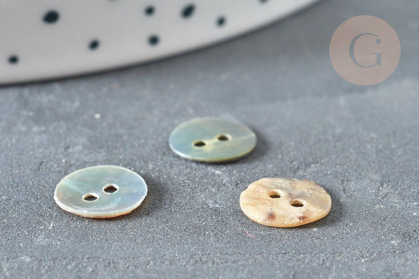 Bouton rond nacre multicolore 8mm, x10 (G7371)