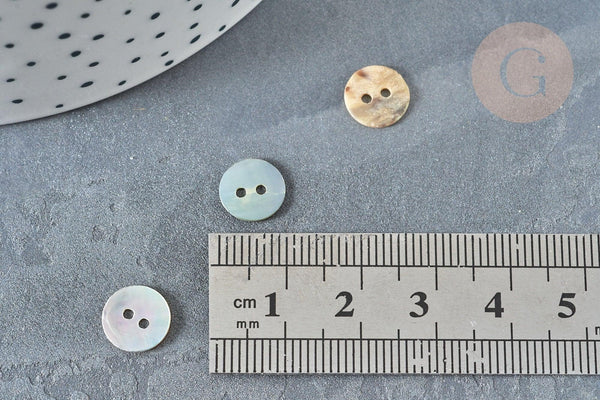 Bouton rond nacre multicolore 8mm, x10 (G7371)