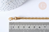 Bracelet Chaines torsadées acier 304 inoxydable doré 17.8cm, x1 (G7791)