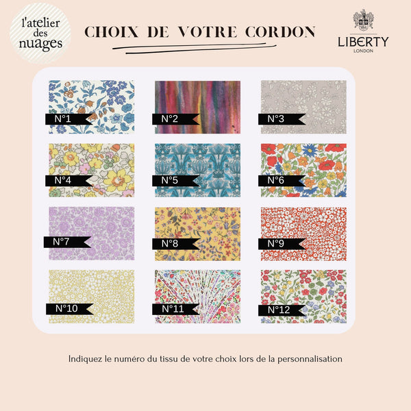 Bracelet Personnalisé en cordon liberty, breloque nacre & acier inoxydable 304, x1 (ADN11) (G11102)
