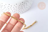 Bracelet Rectangle lisse acier 304 inoxydable doré IP, 21,5cm, sans nickel, x1 (G7825)