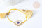 Bracelet Réglable losange mauvais œil jaune et or 28cm cordon nylon perles rocailles tissées, x1 (G7680)