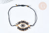 Bracelet Réglable mauvais œil noir et or 28cm cordon nylon perles rocailles tissées , bijou chance à offrir, bracelet amitié, x1 (G7634)