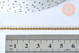 Bracelet acier 304 inoxydable doré 14k chaine torsadée 1.5-2mm/19.5cm, x1 (G5358)