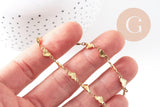 Bracelet acier doré 14k cœur 21cm, x1 (G5346)