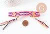 Bracelet brésilien tissé réglable rose jaune 15mm, x1 (G9560)
