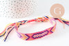 Bracelet brésilien tissé réglable rose jaune 15mm, x1 (G9560)